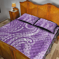 Polynesia Plumeria Lei Quilt Bed Set Periwinkle Curves Motif