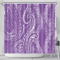 Polynesia Plumeria Lei Shower Curtain Periwinkle Curves Motif