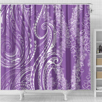 Polynesia Plumeria Lei Shower Curtain Periwinkle Curves Motif