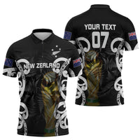 New Zealand WC2026 Custom Black Zipper Polo Shirt Silver Fern