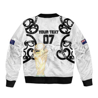 New Zealand WC2026 Custom White Sleeve Zip Bomber Jacket Silver Fern