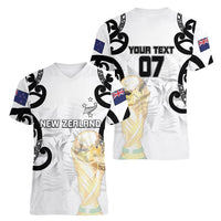 New Zealand WC2026 Custom White Women V-Neck T-Shirt Silver Fern