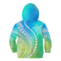 Polynesian Pride Kid Hoodie Turtle Hibiscus Luxury Style - Gradient Blue LT7 - Polynesian Pride