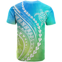 Polynesian Pride T Shirt Turtle Hibiscus Luxury Style - Gradient Blue LT7 - Polynesian Pride