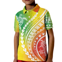 Polynesian Pride Kid Polo Shirt Turtle Hibiscus Luxury Style - Reggae LT7 Kid Reggae - Polynesian Pride