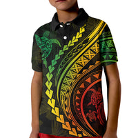 Polynesian Pride Kid Polo Shirt Turtle Hibiscus Luxury Style - Reggae Ver2 LT7 Kid Reggae - Polynesian Pride