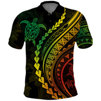 Polynesian Pride Polo Shirt Turtle Hibiscus Luxury Style - Reggae Ver2 LT7 Reggae - Polynesian Pride