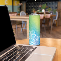 Polynesia Skinny Tumbler Plumeria Blue Gradient Curves