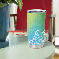 Polynesia Tumbler Cup Plumeria Blue Gradient Curves