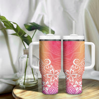 Polynesia Tumbler With Handle Plumeria Pink Gradient Curves