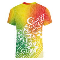 Polynesia Women V Neck T Shirt Plumeria Reggae Curves LT7 - Polynesian Pride