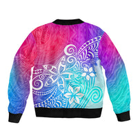 Polynesia Sleeve Zip Bomber Jacket Plumeria Galaxy Gradient Curves LT7 - Polynesian Pride