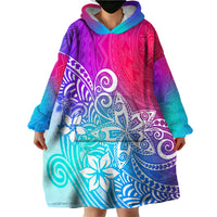 Polynesia Wearable Blanket Hoodie Plumeria Galaxy Gradient Curves LT7 - Polynesian Pride