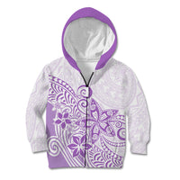 Polynesia Kid Hoodie Plumeria Lavender Curves LT7 Zip Hoodie Purple - Polynesian Pride