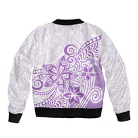 Polynesia Sleeve Zip Bomber Jacket Plumeria Lavender Curves LT7 - Polynesian Pride