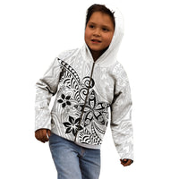 Polynesia Kid Hoodie Plumeria White Curves LT7 - Polynesian Pride