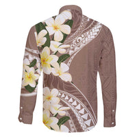 Aloha Hawaii Festive Family Matching Tank Maxi Dress and Hawaiian Shirt Frangipani Lace Classic - Beige LT7 - Polynesian Pride