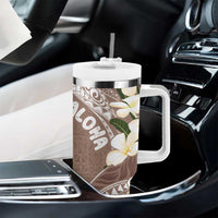 Aloha Hawaii Festive Tumbler With Handle Frangipani Lace Classic - Beige