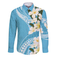 Aloha Hawaii Festive Family Matching Mermaid Dress and Hawaiian Shirt Frangipani Lace Classic - Turquoise LT7 Dad's Shirt - Long Sleeve Turquoise - Polynesian Pride