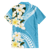 Aloha Hawaii Festive Family Matching Short Sleeve Bodycon Dress and Hawaiian Shirt Frangipani Lace Classic - Turquoise LT7 - Polynesian Pride