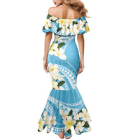Aloha Hawaii Festive Mermaid Dress Frangipani Lace Classic - Turquoise