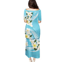 Aloha Hawaii Festive Puletasi Frangipani Lace Classic - Turquoise