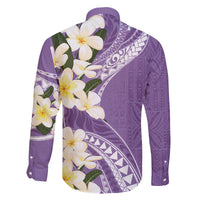 Aloha Hawaii Festive Family Matching Off The Shoulder Long Sleeve Dress and Hawaiian Shirt Frangipani Lace Classic - Lavender LT7 - Polynesian Pride