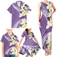 Aloha Hawaii Festive Family Matching Tank Maxi Dress and Hawaiian Shirt Frangipani Lace Classic - Lavender LT7 - Polynesian Pride