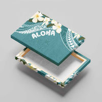 Aloha Hawaii Festive Canvas Wall Art Frangipani Lace Classic - Teal