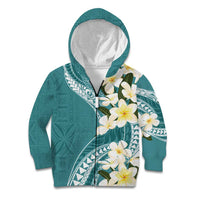 Aloha Hawaii Festive Kid Hoodie Frangipani Lace Classic - Teal