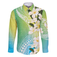 Aloha Hawaii Festive Family Matching Tank Maxi Dress and Hawaiian Shirt Frangipani Lace Classic - Summer Vibes LT7 Dad's Shirt - Long Sleeve Blue Green - Polynesian Pride