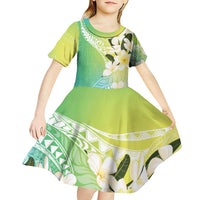 Aloha Hawaii Festive Kid Short Sleeve Dress Frangipani Lace Classic - Summer Vibes