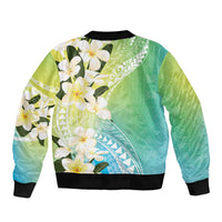 Aloha Hawaii Festive Sleeve Zip Bomber Jacket Frangipani Lace Classic - Summer Vibes