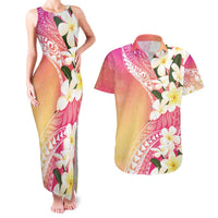 Aloha Hawaii Festive Couples Matching Tank Maxi Dress and Hawaiian Shirt Frangipani Lace Classic - Spring Vibes LT7 Colorful - Polynesian Pride