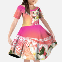 Aloha Hawaii Festive Family Matching Short Sleeve Bodycon Dress and Hawaiian Shirt Frangipani Lace Classic - Spring Vibes LT7 Daughter's Dress Colorful - Polynesian Pride