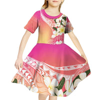 Aloha Hawaii Festive Kid Short Sleeve Dress Frangipani Lace Classic - Spring Vibes