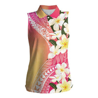 Aloha Hawaii Festive Women Sleeveless Polo Shirt Frangipani Lace Classic - Spring Vibes LT7 Female Colorful - Polynesian Pride