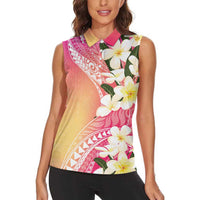 Aloha Hawaii Festive Women Sleeveless Polo Shirt Frangipani Lace Classic - Spring Vibes LT7 - Polynesian Pride