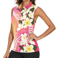 Aloha Hawaii Festive Women Sleeveless Polo Shirt Frangipani Lace Classic - Spring Vibes LT7 - Polynesian Pride