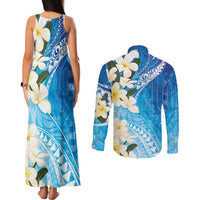 Aloha Hawaii Festive Couples Matching Tank Maxi Dress and Long Sleeve Button Shirt Frangipani Lace Classic - Oceanic LT7 - Polynesian Pride