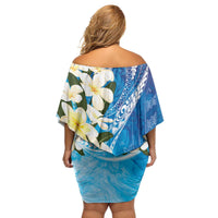 Aloha Hawaii Festive Family Matching Off Shoulder Short Dress and Hawaiian Shirt Frangipani Lace Classic - Oceanic LT7 - Polynesian Pride