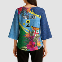 Personalized Malampa Fiji Day Together We Grow Kimono Sleeve Blouse Special Tapa Mix - Polynesian Pride