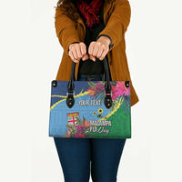 Personalized Malampa Fiji Day Together We Grow Leather Bag Special Tapa Mix - Polynesian Pride