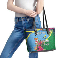 Personalized Malampa Fiji Day Together We Grow Leather Tote Bag Special Tapa Mix - Polynesian Pride