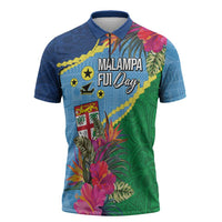 Personalized Malampa Fiji Day Together We Grow Zipper Polo Shirt Special Tapa Mix - Polynesian Pride