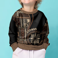 Samoa Siapo Motif Kid Ugly Christmas Sweater Classic Style - Black Ver LT7 - Polynesian Pride