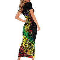 Personalised Reggae Jawaiian Festive Family Matching Short Sleeve Bodycon Dress and Hawaiian Shirt Mix Polynesian LT7 - Polynesian Pride
