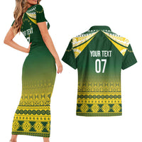Cook Islands Rugby Custom Couples Matching Short Sleeve Bodycon Dress and Hawaiian Shirt Kuki Avaiki LT7 - Polynesian Pride