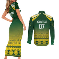 Cook Islands Rugby Custom Couples Matching Short Sleeve Bodycon Dress and Long Sleeve Button Shirt Kuki Avaiki LT7 - Polynesian Pride