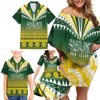 Cook Islands Rugby Custom Family Matching Off Shoulder Short Dress and Hawaiian Shirt Kuki Avaiki LT7 - Polynesian Pride